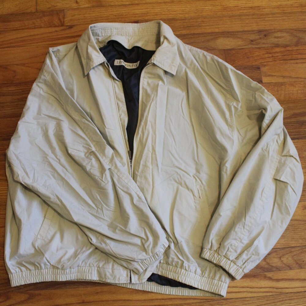 London Fog Beige Windbreaker Jacket | Men’s XXL | Lightweight Zip-Up
